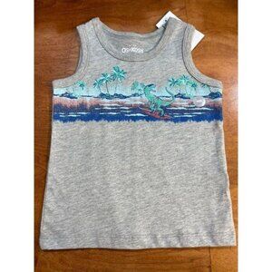 OshKosh Boys Gray Sleeveless Dinosaur Tank Top Size 9-12 Months Cotton Blend